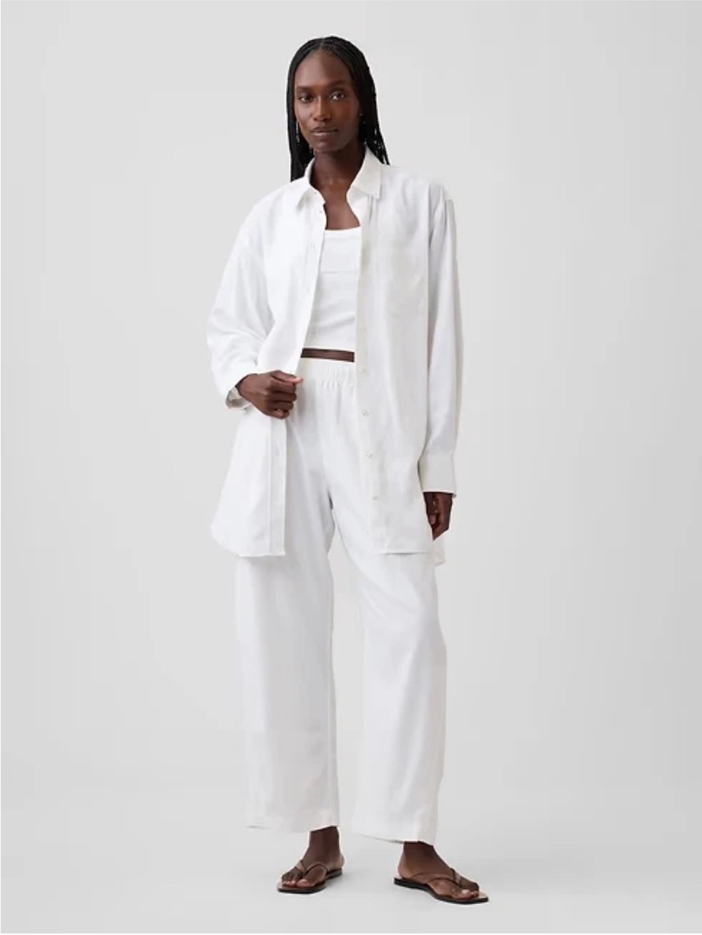 Gap | Weekend Tunic Linen Oversized Shirt Button Down Size M White Collar